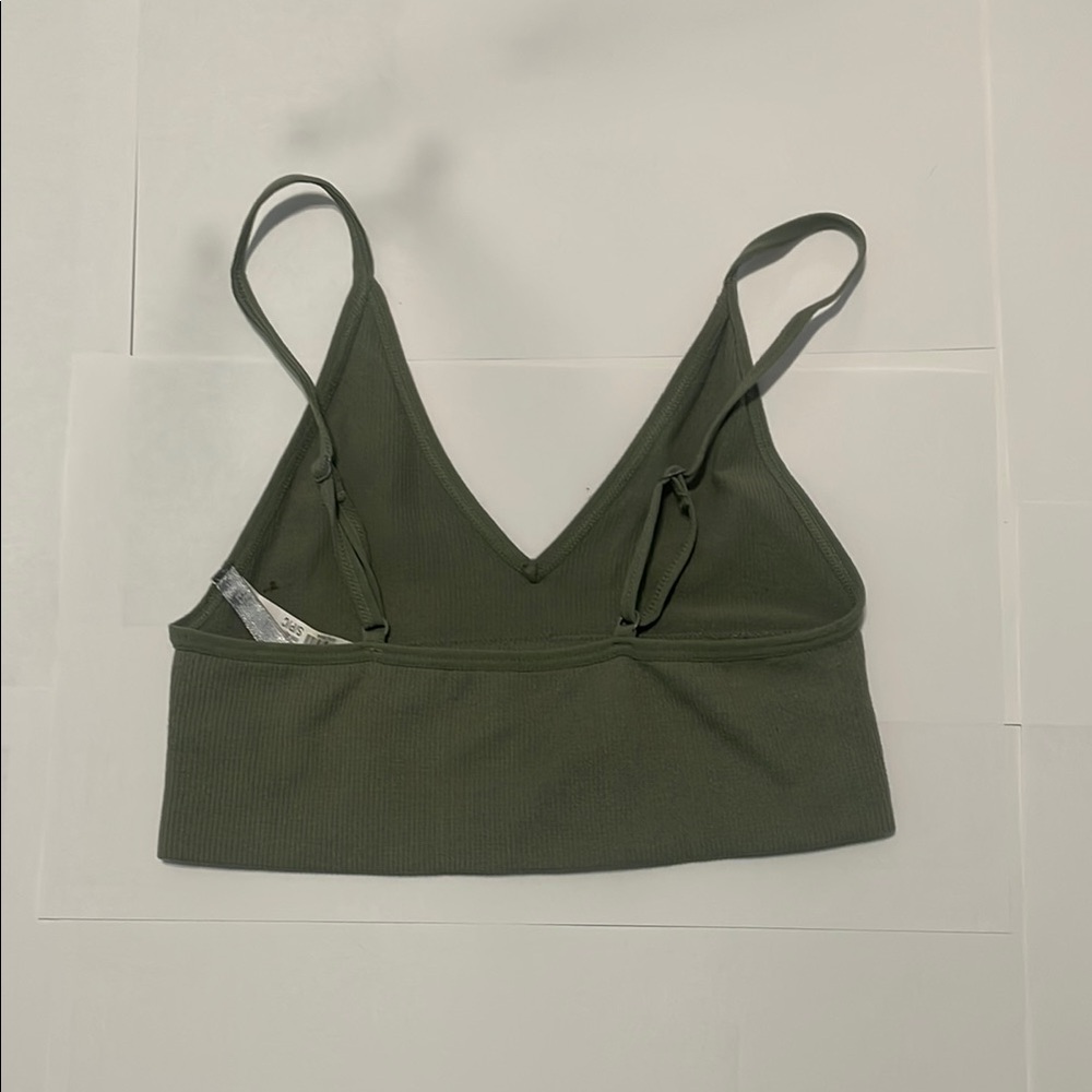 Olive Green Ribbed Bralette - Picture 3 of 3